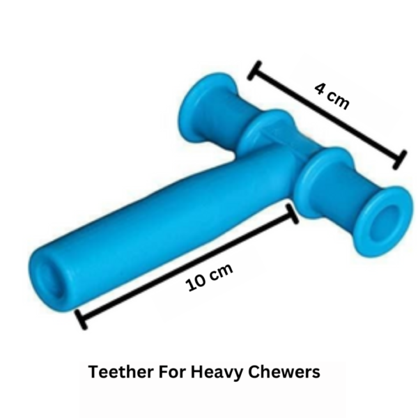 Blue Chewy Tube – T-Shape Teether for Kids - Image 3