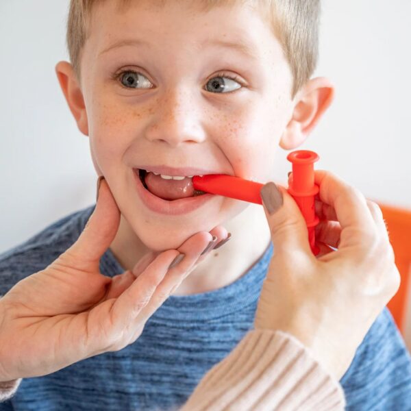 Red Chewy Tube – T-Shape Teether for Kids - Image 3